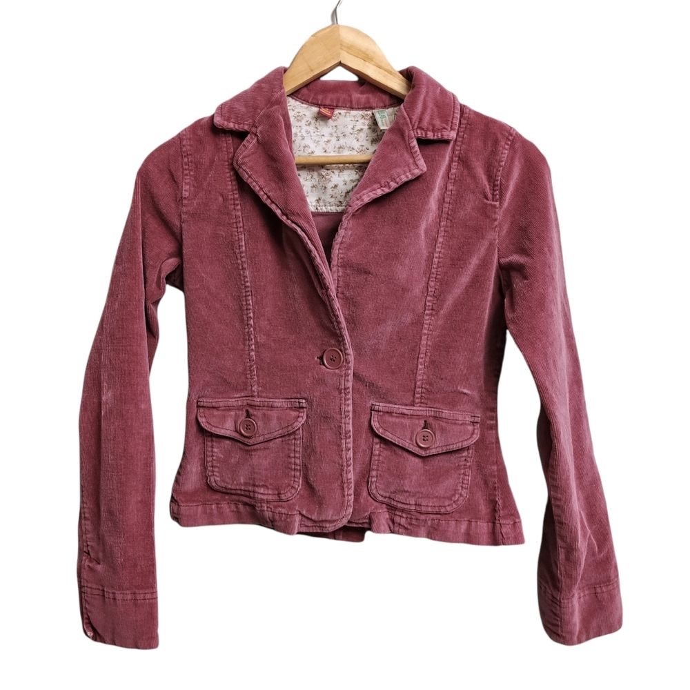 Bill Blass Pink Crop Corduroy Denim Jacket Size Small